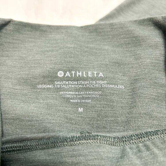 Athleta Salutation Stash 7/8 Tight Leggings Green Heather Powervita EUC Size M - Picture 4 of 7